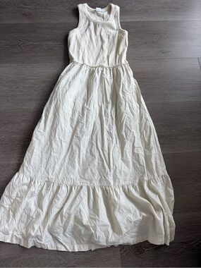 GAP Ribbed maxi tiered Tank Dress in Cream